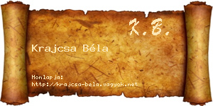 Krajcsa Béla névjegykártya